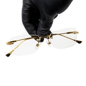 Vintage Gold Frame Rimless Men's Hip Hop Clear Lens Retro Fashion Glasses